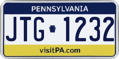 PA license plate JTG1232