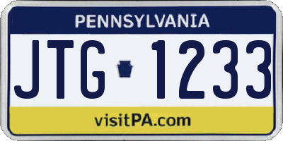 PA license plate JTG1233