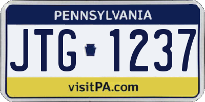 PA license plate JTG1237