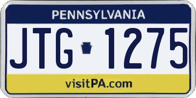 PA license plate JTG1275