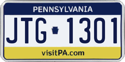 PA license plate JTG1301