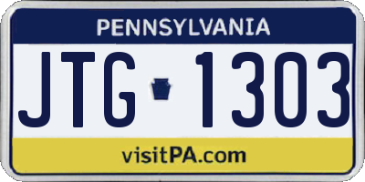 PA license plate JTG1303