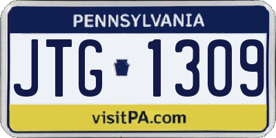 PA license plate JTG1309