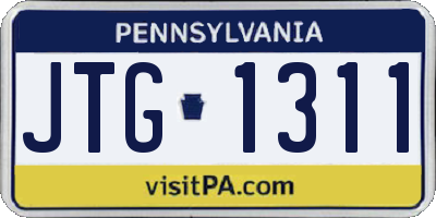 PA license plate JTG1311