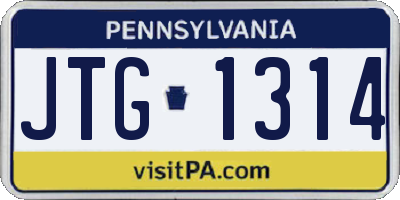 PA license plate JTG1314