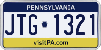 PA license plate JTG1321