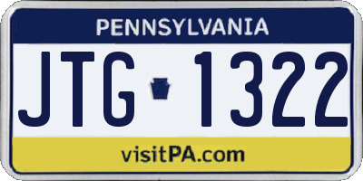 PA license plate JTG1322