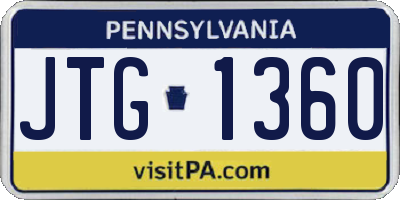 PA license plate JTG1360