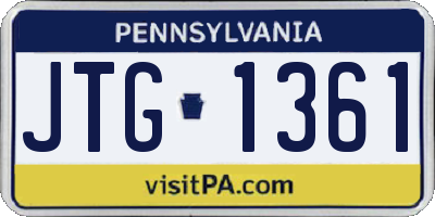 PA license plate JTG1361