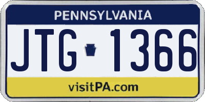 PA license plate JTG1366