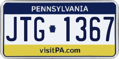 PA license plate JTG1367