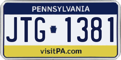 PA license plate JTG1381