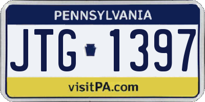 PA license plate JTG1397