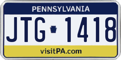 PA license plate JTG1418