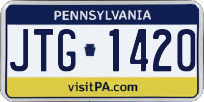 PA license plate JTG1420