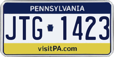 PA license plate JTG1423
