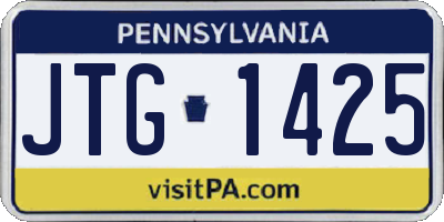 PA license plate JTG1425