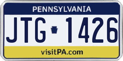 PA license plate JTG1426