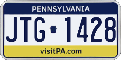 PA license plate JTG1428
