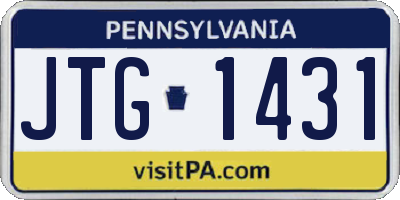 PA license plate JTG1431