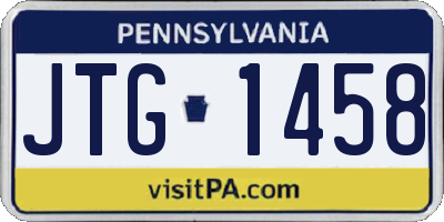 PA license plate JTG1458