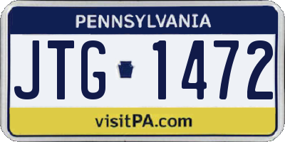 PA license plate JTG1472