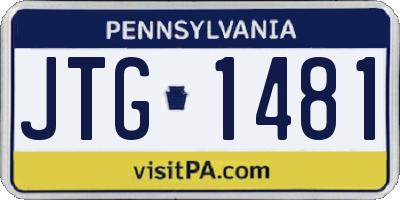 PA license plate JTG1481