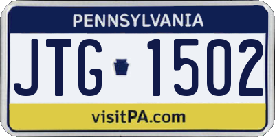 PA license plate JTG1502