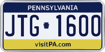 PA license plate JTG1600