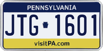 PA license plate JTG1601