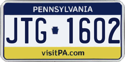 PA license plate JTG1602