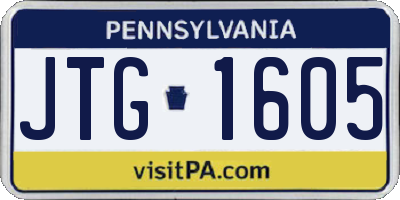 PA license plate JTG1605