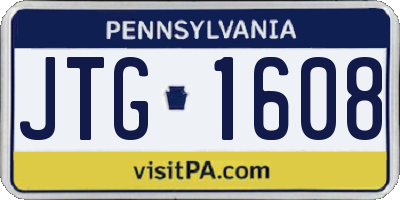 PA license plate JTG1608