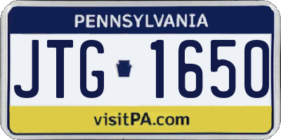 PA license plate JTG1650