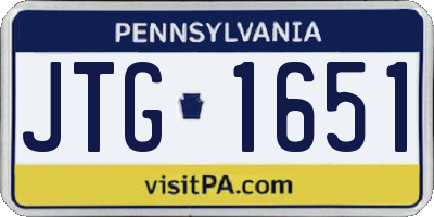 PA license plate JTG1651
