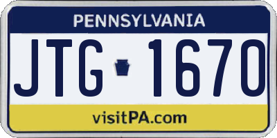 PA license plate JTG1670