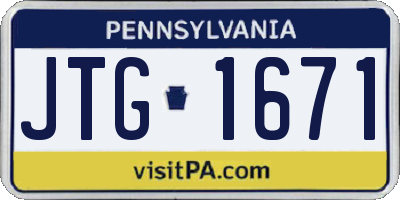 PA license plate JTG1671