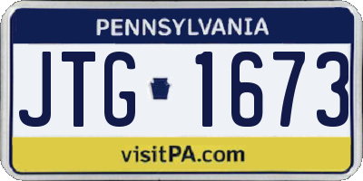 PA license plate JTG1673