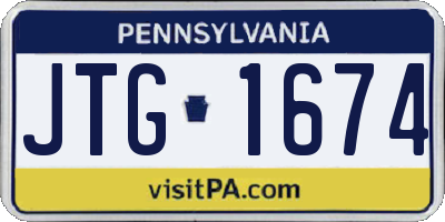 PA license plate JTG1674