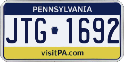 PA license plate JTG1692