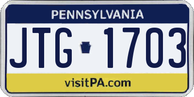 PA license plate JTG1703