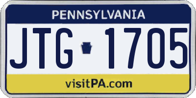 PA license plate JTG1705