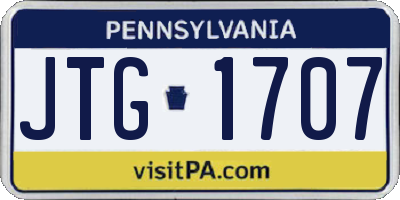 PA license plate JTG1707