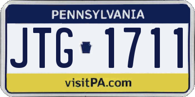 PA license plate JTG1711