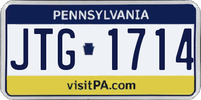 PA license plate JTG1714
