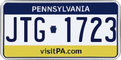 PA license plate JTG1723