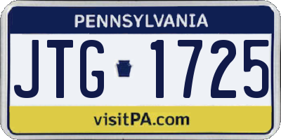 PA license plate JTG1725