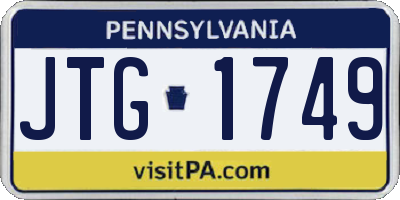PA license plate JTG1749