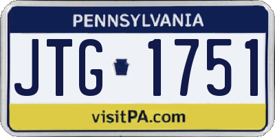 PA license plate JTG1751