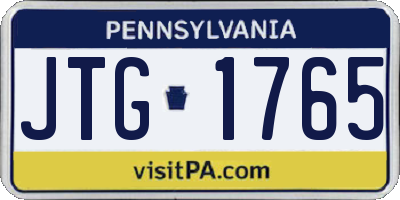 PA license plate JTG1765